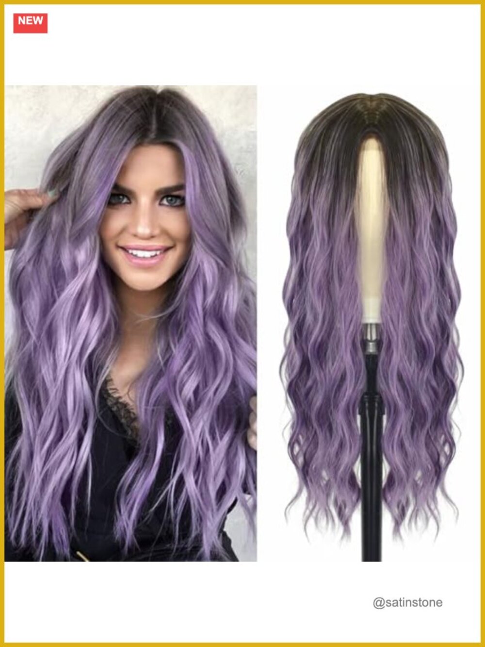 Long Ombre Purple Wig 28 Inch Middle Part Heat Resistant Synthetic Cosplay